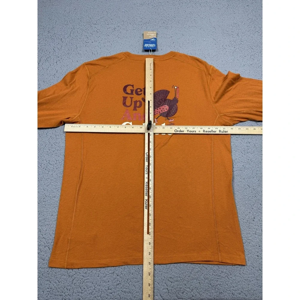 Brooks Distance 2.0‎ Shirt Mens Large Orange Long Sleeve Turkey Gobble Run Top